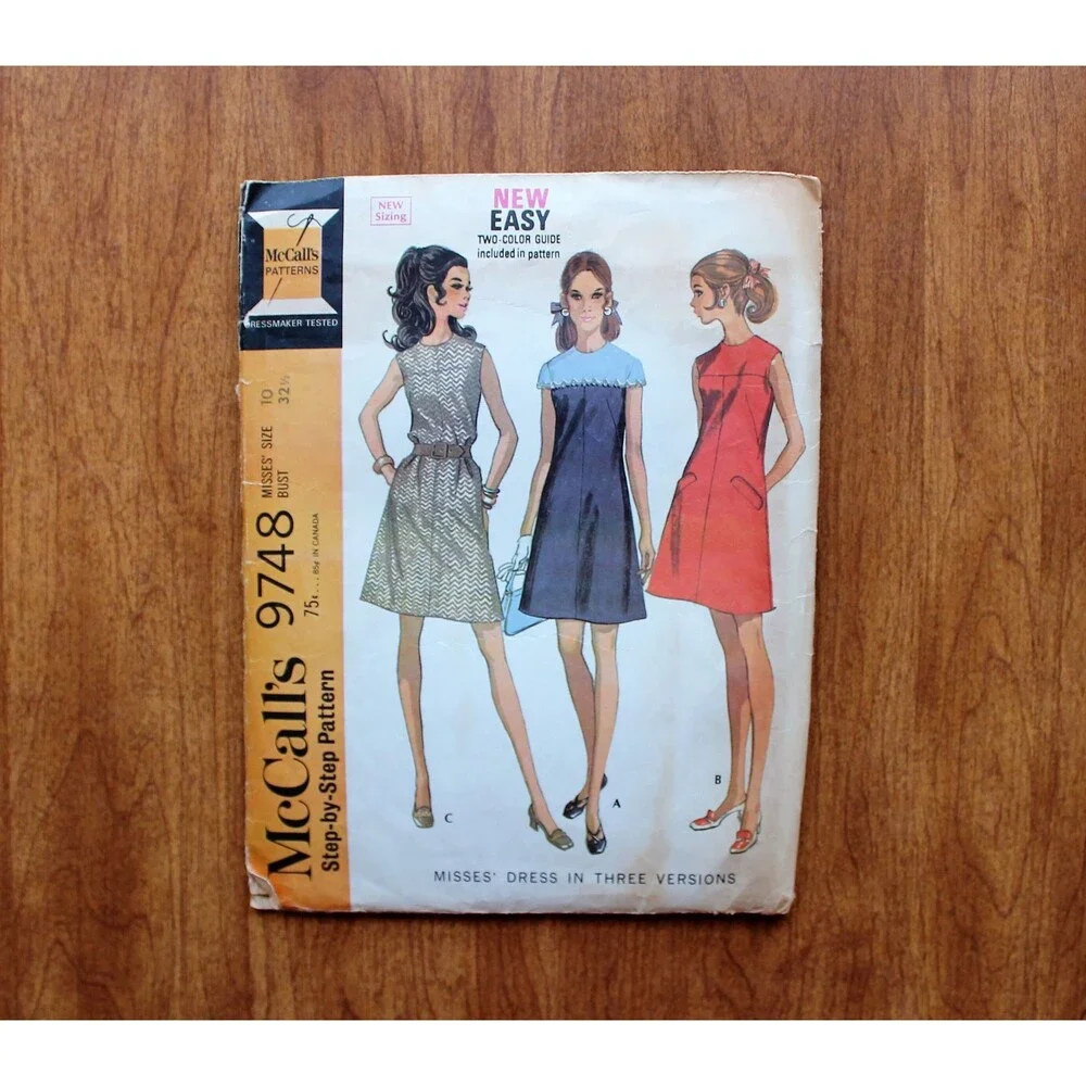 McCalls 9748 60s Vintage Sewing Pattern Misses Sleeveless Dress
